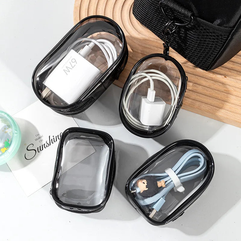 Transparent Storage Bags Keychain Data Line Coin Toys Organizer Case Thicken Clear Wallet Keyring Car Key Holder Jewelry Gifts