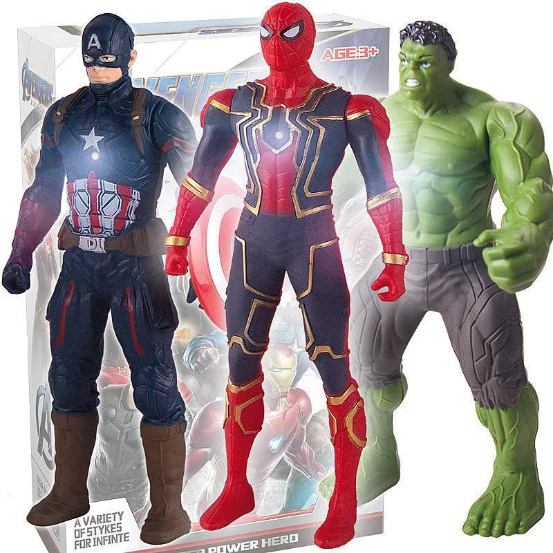 17cm Marvel Spiderman Model Anime Action Figures Spider-man Captainironman Luminous Children's Toys Decorationdolls Gifts