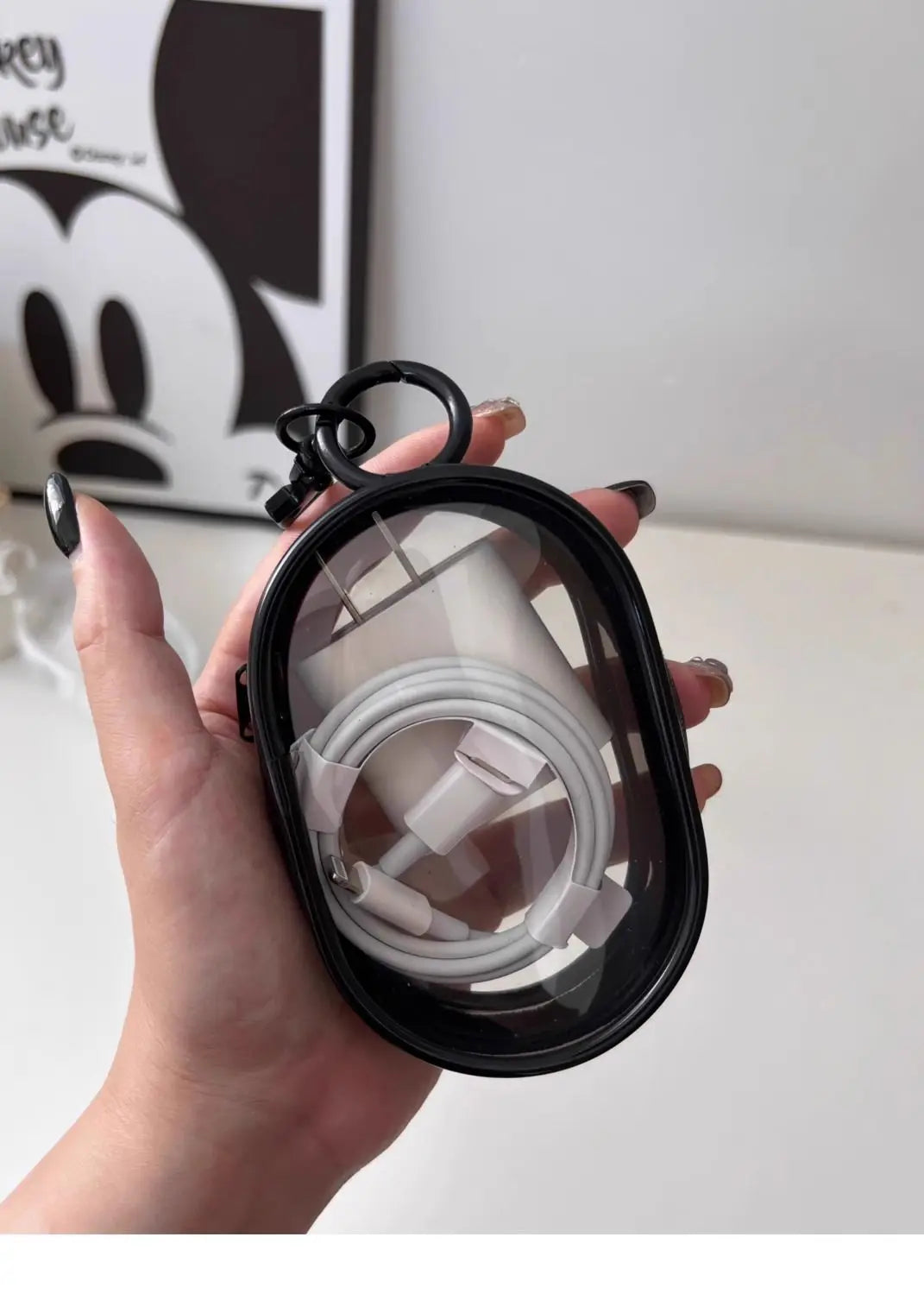 Transparent Storage Bags Keychain Data Line Coin Toys Organizer Case Thicken Clear Wallet Keyring Car Key Holder Jewelry Gifts