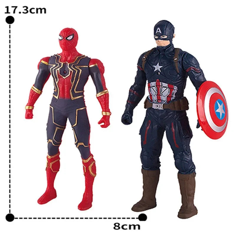 17cm Marvel Spiderman Model Anime Action Figures Spider-man Captainironman Luminous Children's Toys Decorationdolls Gifts