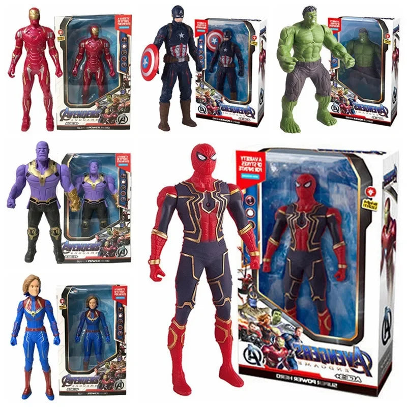 17cm Marvel Spiderman Model Anime Action Figures Spider-man Captainironman Luminous Children's Toys Decorationdolls Gifts