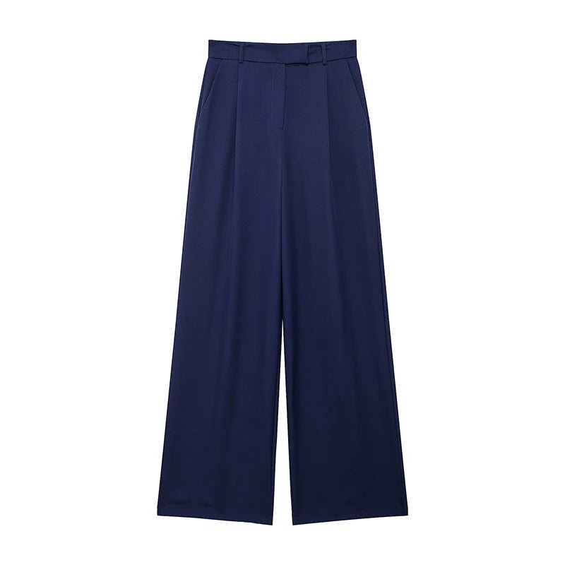 Willshela Women Fashion Solid Front Zipper Straight Pants Vintage High Waist Full Length Female Chic Lady Trousers