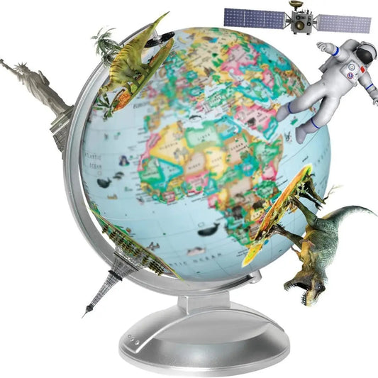 10-Inch Blue Ocean Globe with Interactive AR Features & Dual Maps - Perfect for Home and Office Decoration, Educational & Decora