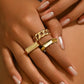 "14K Gold Plated Geometric Ring Set"