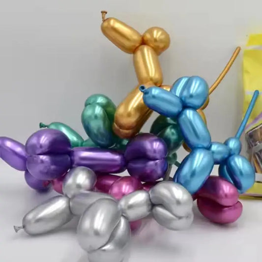 1.8G Matte Long Strip 10PC Metallic Gold Party Decoration Happy Birthday Latex Balloon Collection