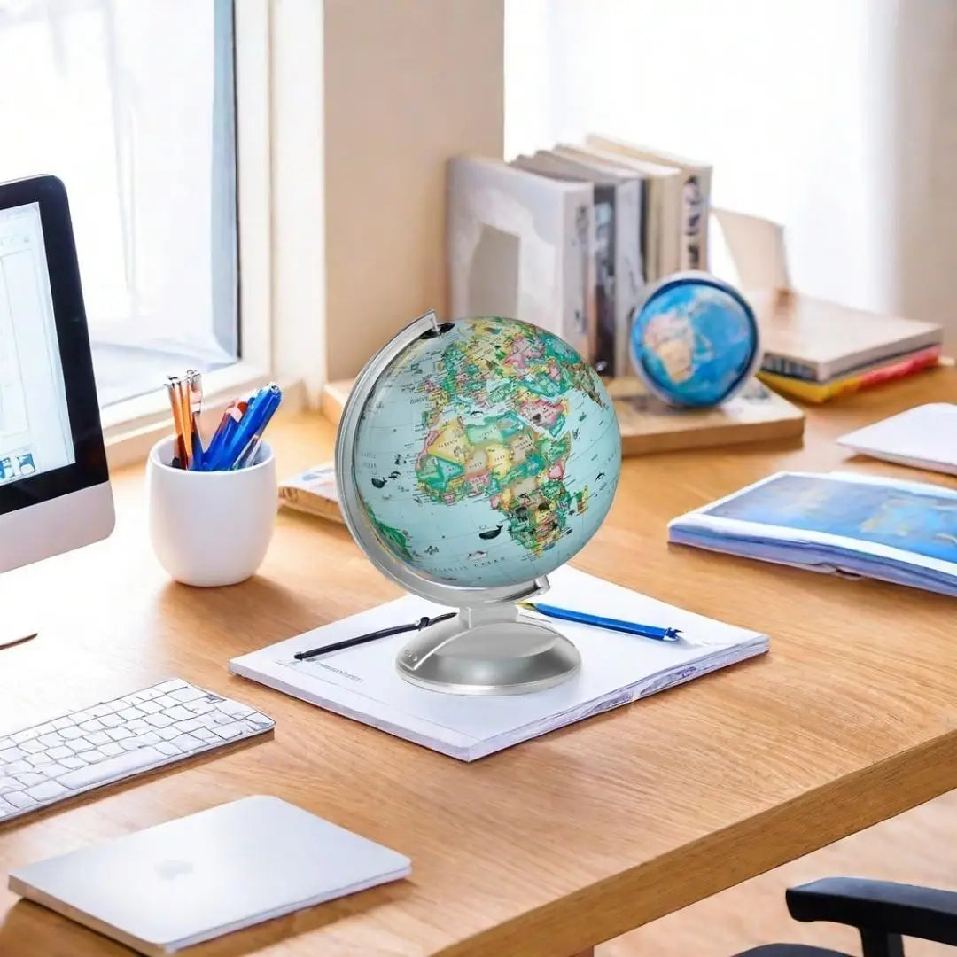 10-Inch Blue Ocean Globe with Interactive AR Features & Dual Maps - Perfect for Home and Office Decoration, Educational & Decora