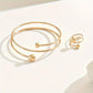 "14K Gold Plated Minimalist Bangle and Ring Set"