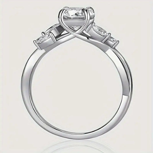 "1.2ct Willow Leaf Moissanite Women's Engagement Ring, 1.2ct D Color VVS1 Clarity Lab Made Wedding Ring 925 Sterling Silver Bra
