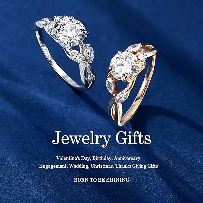 "1.2ct Willow Leaf Moissanite Women's Engagement Ring, 1.2ct D Color VVS1 Clarity Lab Made Wedding Ring 925 Sterling Silver Bra