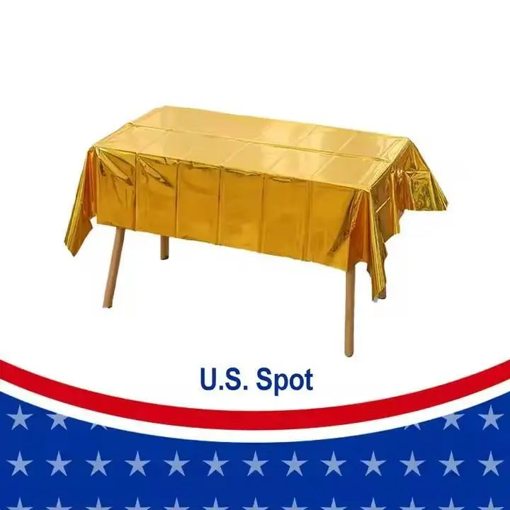 137 * 274CM Christmas Aluminum Tablecloth in Stock in the United States for Valentine's Day, Halloween, Graduation, Thanksgiving