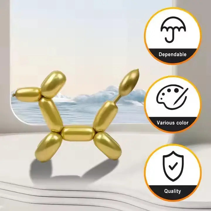 1.8G Matte Long Strip 10PC Metallic Gold Party Decoration Happy Birthday Latex Balloon Collection