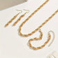 "14K gold plated Stylish Gold Chain Link Necklace, Bracelet, and Earring Set"