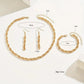 "14K gold plated Stylish Gold Chain Link Necklace, Bracelet, and Earring Set"