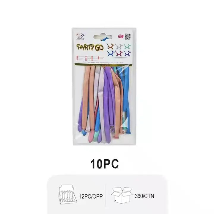 1.8G Matte Long Strip 10PC Metallic Gold Party Decoration Happy Birthday Latex Balloon Collection