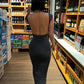 Nibber Solid Sexy Backless Maxi Dress Women Elegant Elastic Slim Short Sleeve Long dresses Female Bodycon Streetwear Clothing