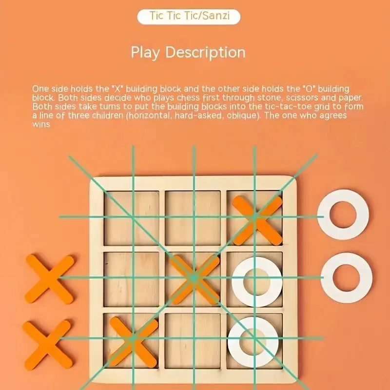 Wooden Chess Toys For Children's Puzzle Game XO Double Play Parent-Child Interaction Recommends Traditional Desktop Chess Gift
