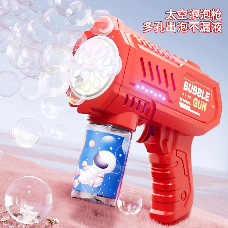 10 hole Handheld light bubble machine fully automatic electric bubble gun children's toys without battery and bubble water