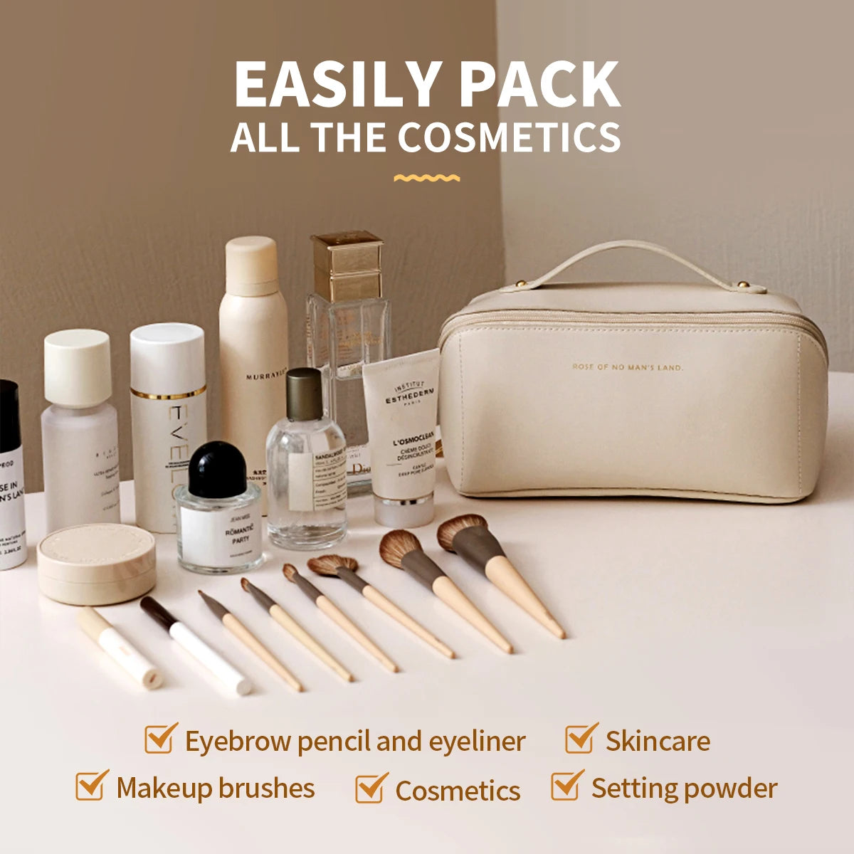 1pc Makeup Organizer Female Toiletry Bag Make Up Case Storage Pouch Luxury Lady Box, Cosmetic Bag, Organizer Bag For Travel Zip