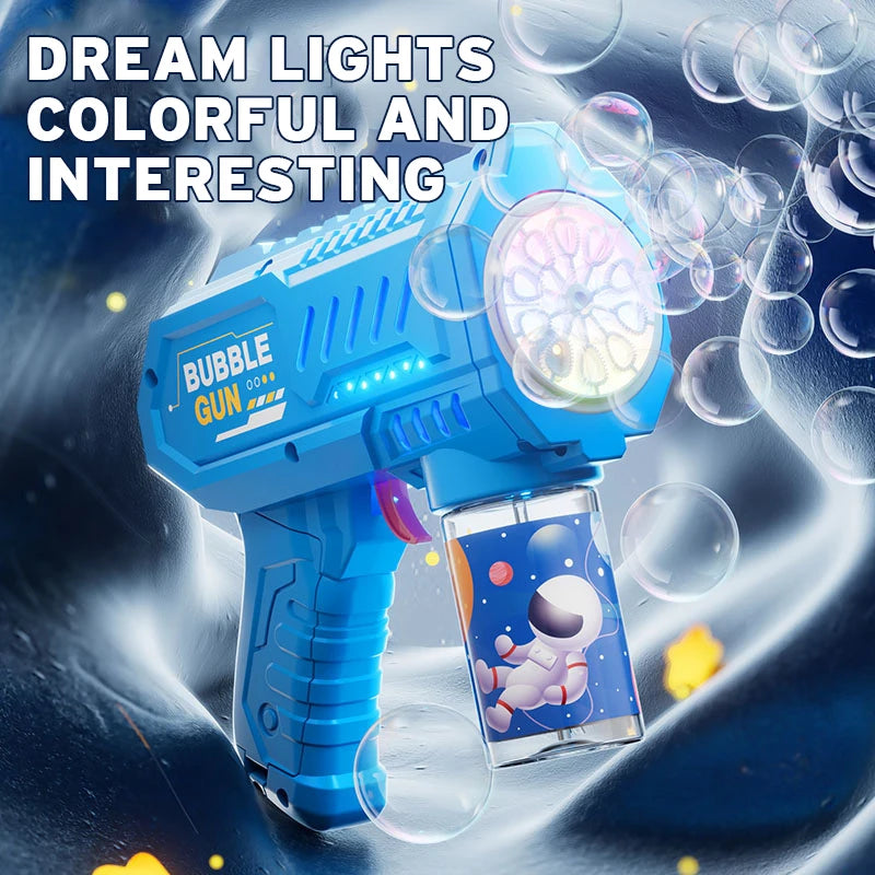 10 hole Handheld light bubble machine fully automatic electric bubble gun children's toys without battery and bubble water