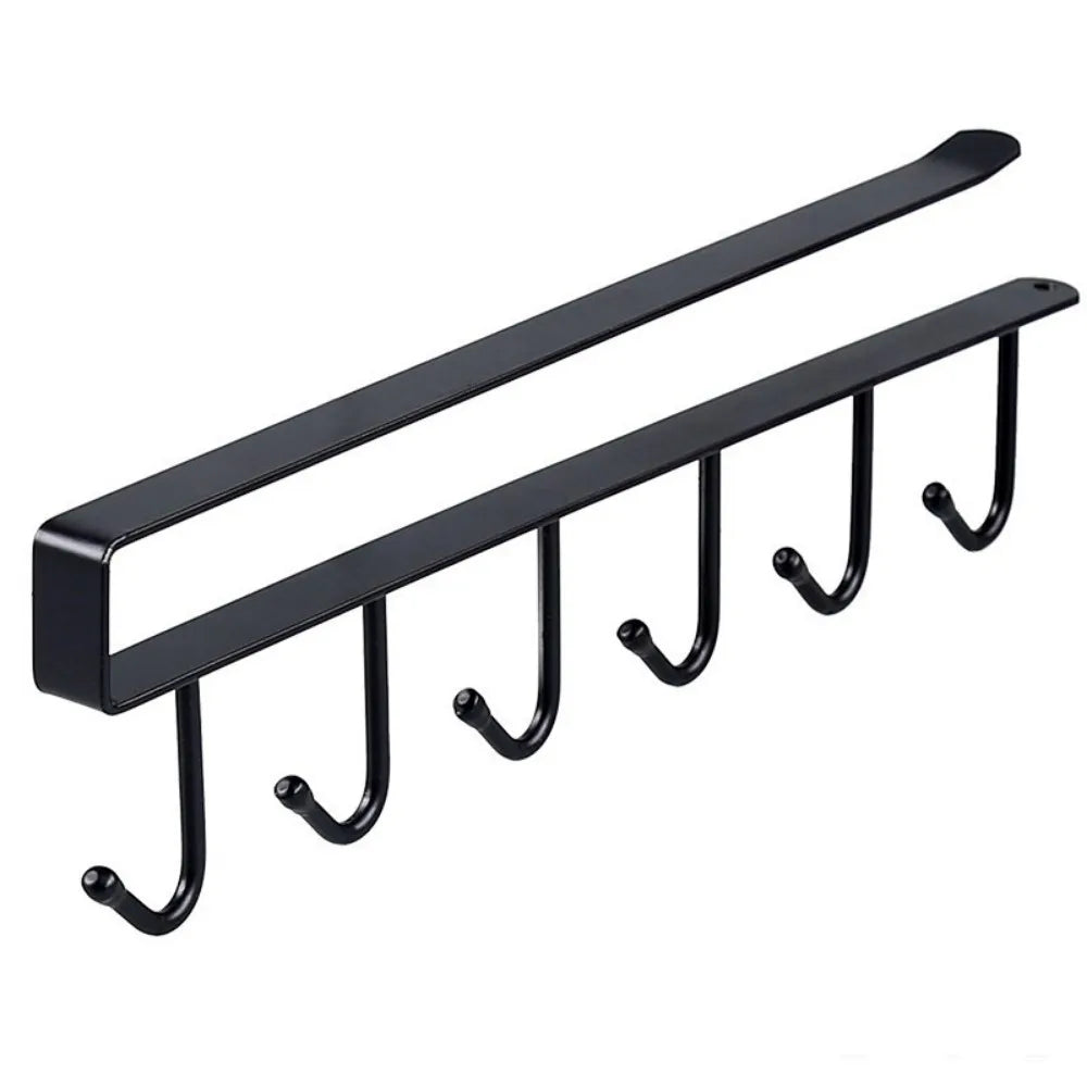 1pc wrought iron cabinet with 6 hooks, nail free and diamond free, easy installation, multi scene storage, neat storage
