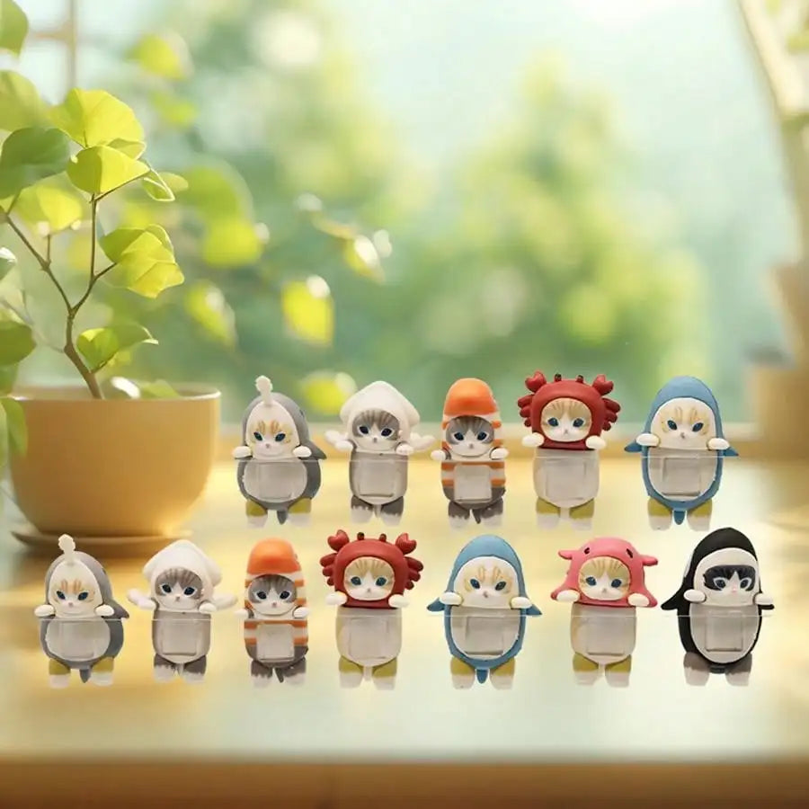 12PCS 5cm Sonny Angel Blind Box Shark Cat Series Anime Figures Room Ornaments Children's Christmas Gift High Quality Ornaments
