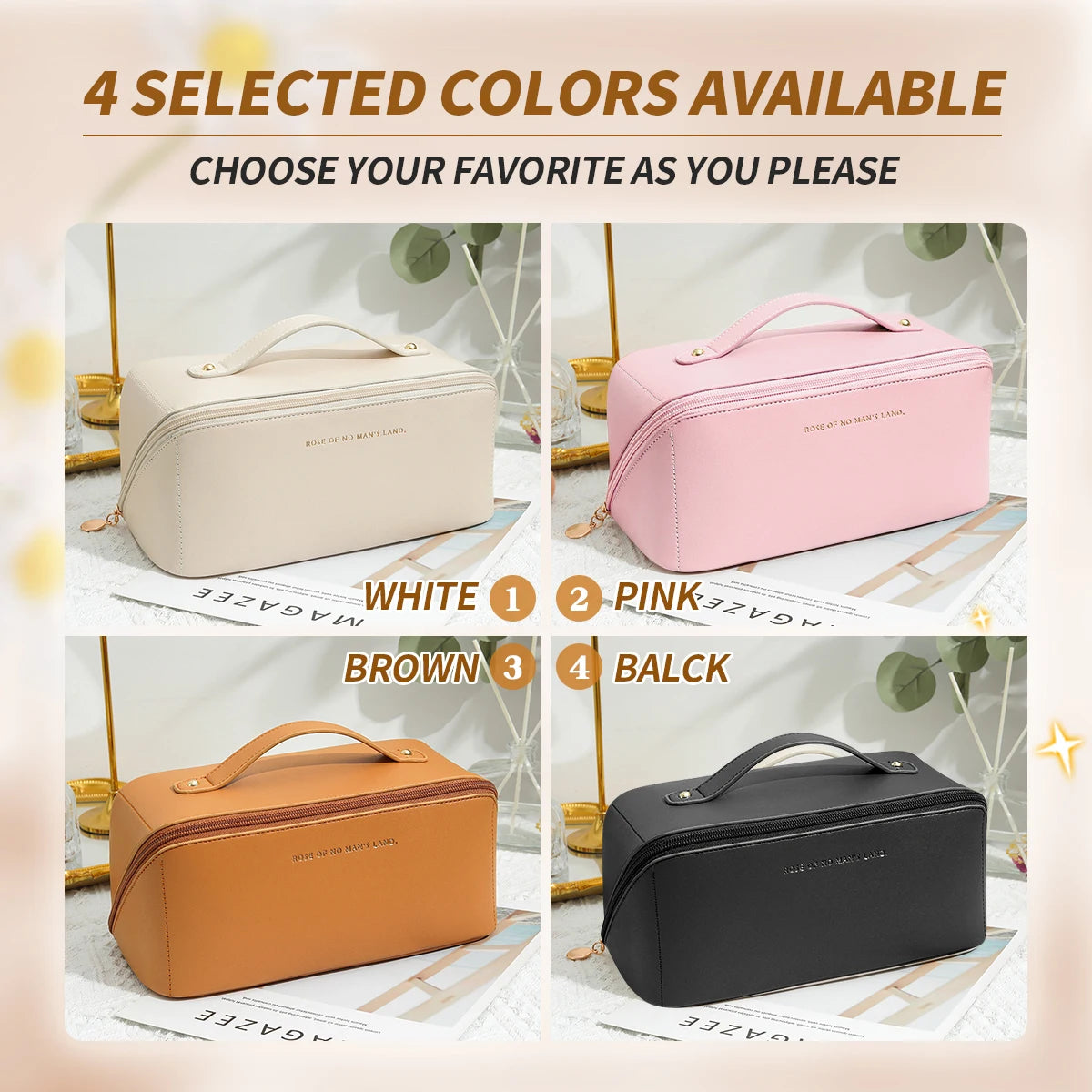 1pc Makeup Organizer Female Toiletry Bag Make Up Case Storage Pouch Luxury Lady Box, Cosmetic Bag, Organizer Bag For Travel Zip