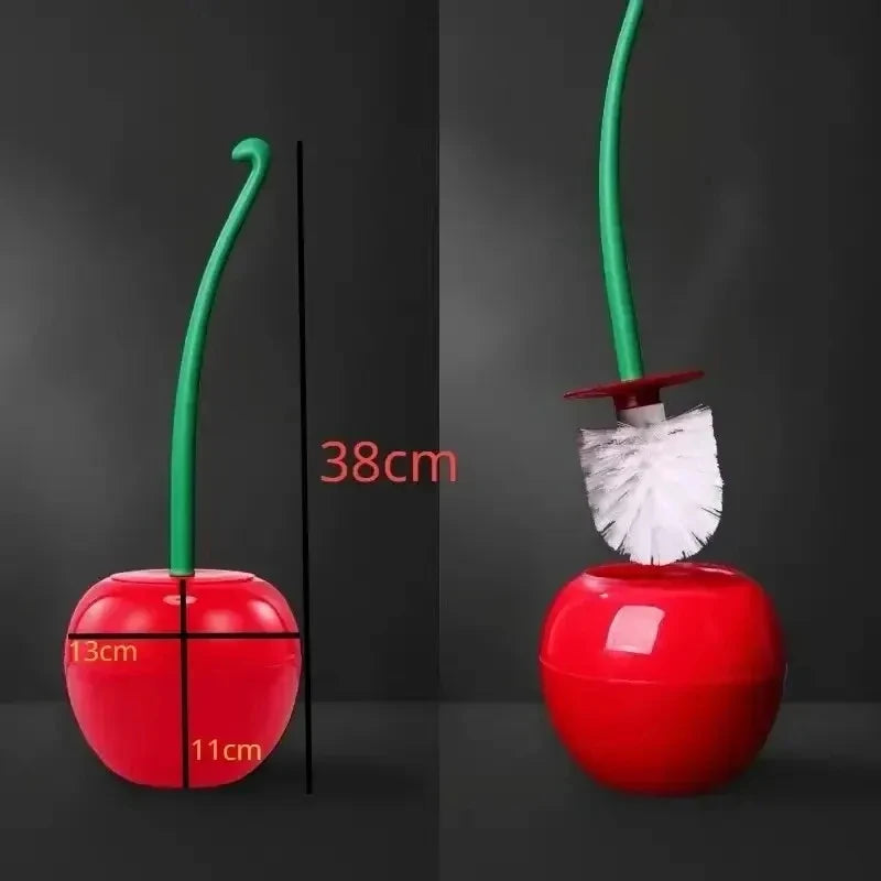 1pc Lovely Cherry Shape Lavatory Toilet Brush Red Toilet Brush Creative Holder Set Toilet Holder Bathroom Accessories