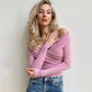 Women's Bodysuits Autumn New Black Sexy Backless Solid Corset Slim Fashion Crossed Bodysuits Long Sleeves Casual Knitted Rompers