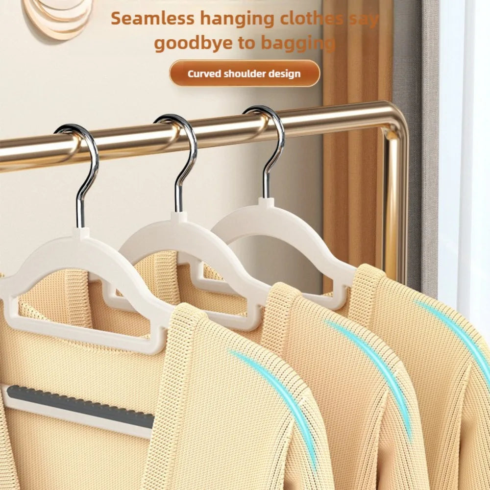 10pcs Home seamless wide shoulder clothes hanger, anti slip and anti bulging bag, thickened for both dry and wet use