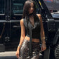 Women's Tank Summer New Sexy Sleeveless Low Chest Top Streetwear Fashion Bandage Casual Slim Female Club Party Versatile Tank