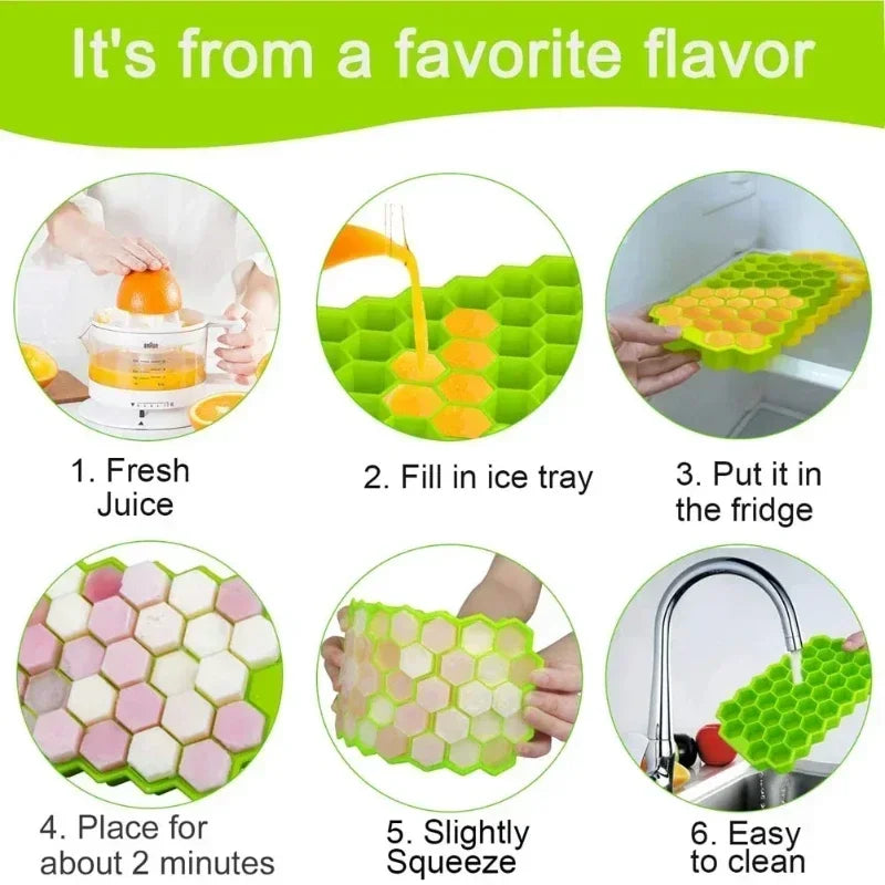 148 Cavity Honeycomb Ice Cube Trays Reusable Silicone Ice Cube Mold BPA Free Ice Maker with Removable Lids Ice Cube Maker