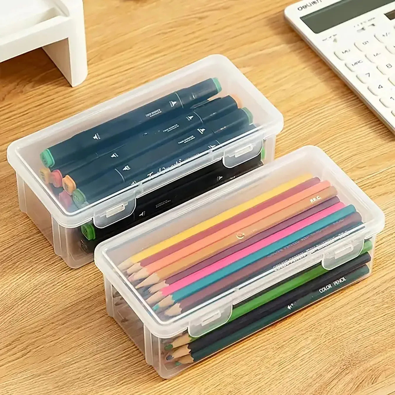 1PC Transparent Pencil Case Sketch Plastic Pencil Case Storage Case Art Student Pencil Case Large Capacity Toolbox