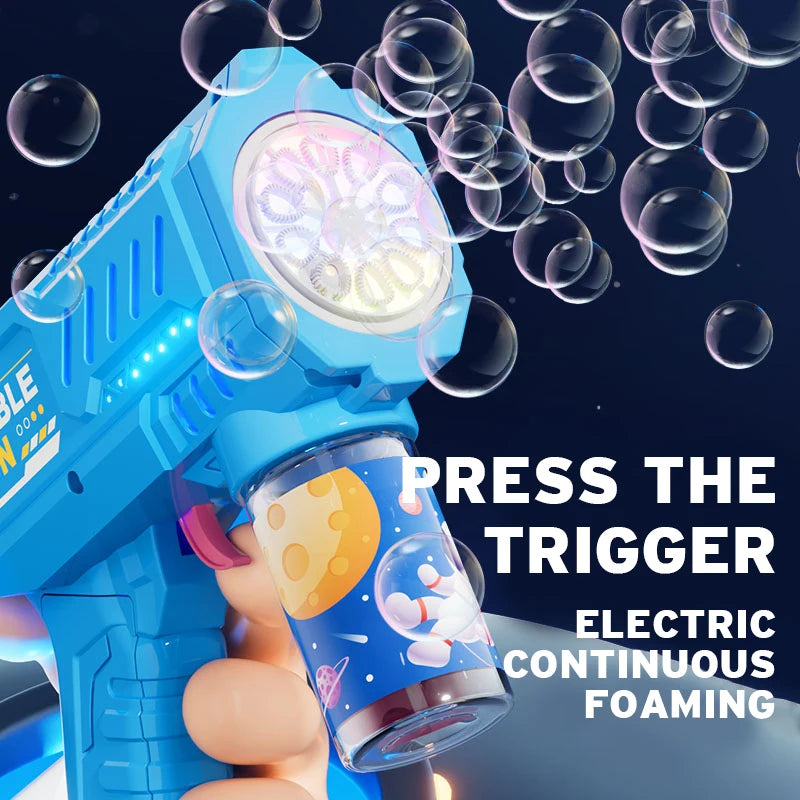 10 hole Handheld light bubble machine fully automatic electric bubble gun children's toys without battery and bubble water
