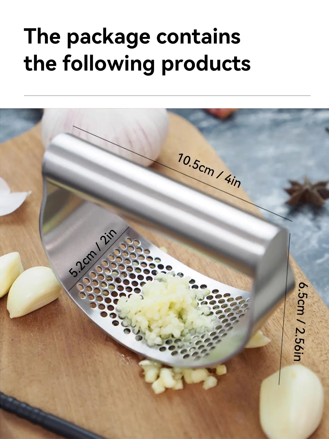 WORTHBUY New Upgraded Stainless Steel Garlic Press Manual Garlic Chopped Ginger Garlic Cutting Mince Tools Kitchen Accessories