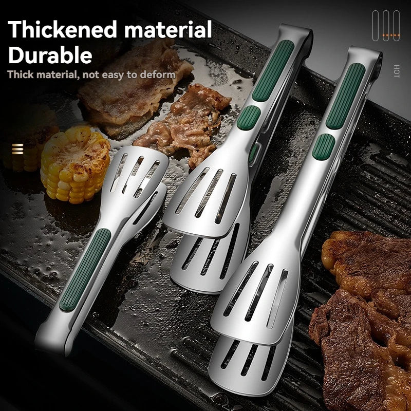 1pc Non Slip Stainless Steel Food Tongs Meat Salad Bread Clip Barbecue Grill Buffet Clamp Cooking Tools Kitchen Accessories