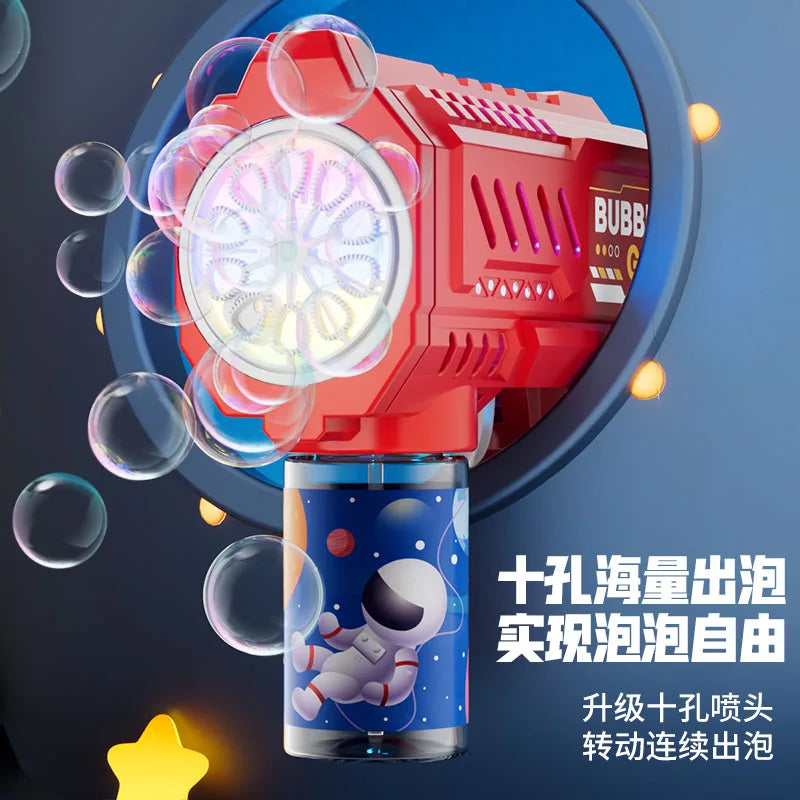10 hole Handheld light bubble machine fully automatic electric bubble gun children's toys without battery and bubble water