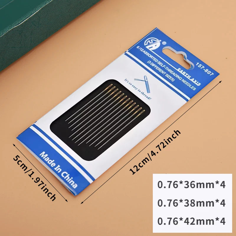 12/24/36pcs Blind Needle Elderly Needle-side Hole Hand Household Stainless Steel Sewing Needless Threading Apparel Sewing DIY