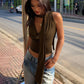 Women's Tank Summer New Sexy Sleeveless Low Chest Top Streetwear Fashion Bandage Casual Slim Female Club Party Versatile Tank