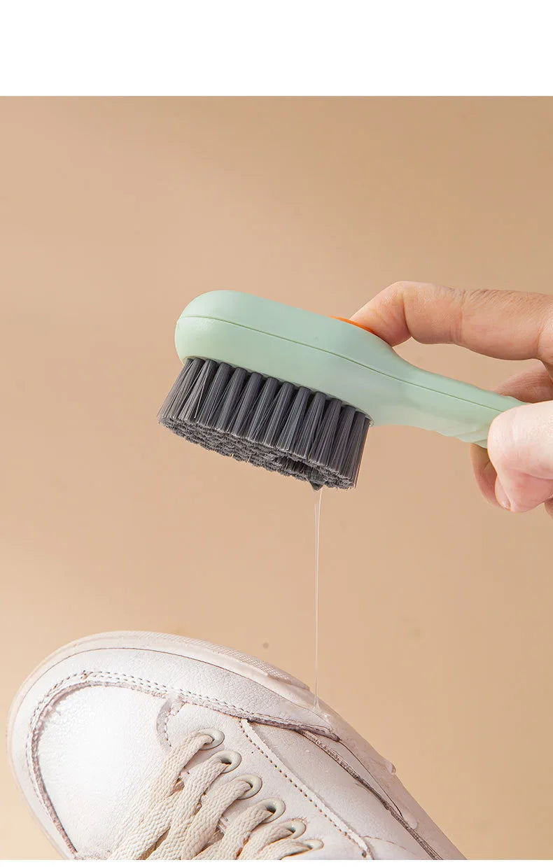 1 Multifunctional Cleaning Shoe Brush Soft Automatic Liquid Shoe Brush Soap Brush with Hook Cleaning Tool, Tiny and Convenient