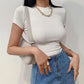 2025 Women's Short Sleeve Crop Top Solid Slim Fit Crew Neck Tee Basic Skinny Ribbed Tight Athletic Casual Workout Yoga Tshirt