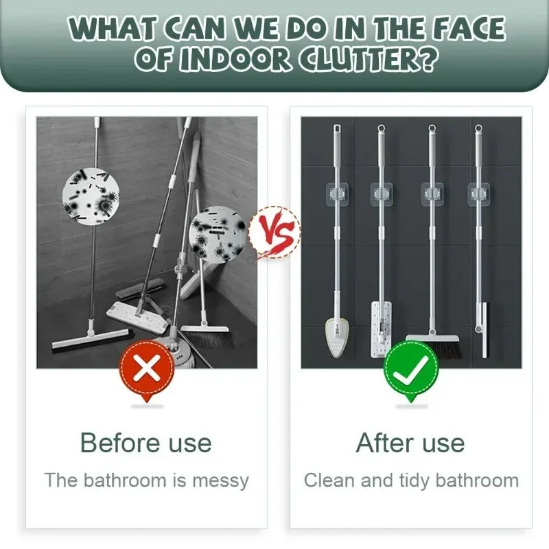 10PCS Wall Mounted Mop Organizer Holder Wall-Mounted Waterproof Mop Storage Rack Broom Hanger Hooks Household Tools