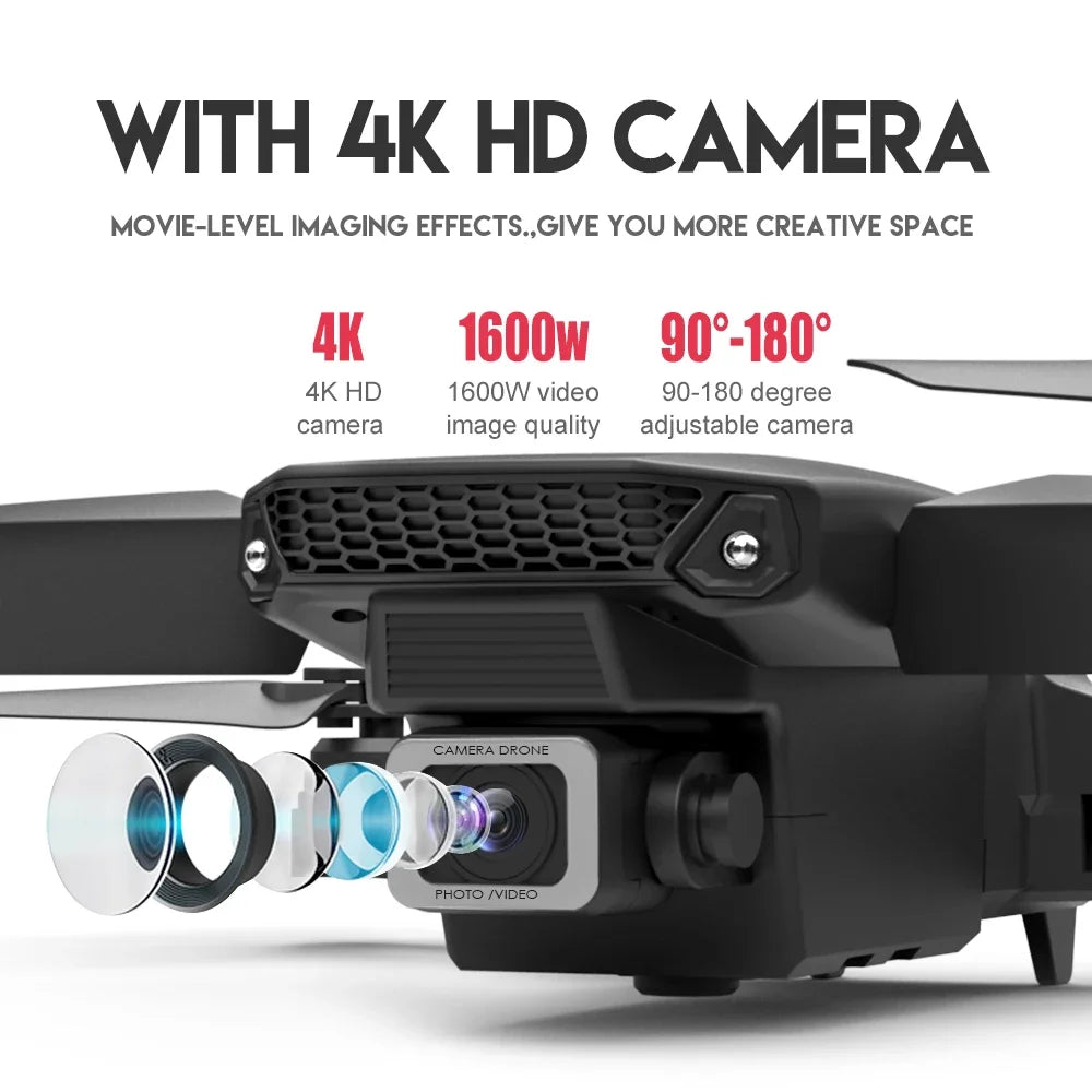 2023 E88 Pro WIFI FPV Drone Wide Angle HD 4K Camera Quadcopter Height Hold RC Foldable Dron Toys Gift