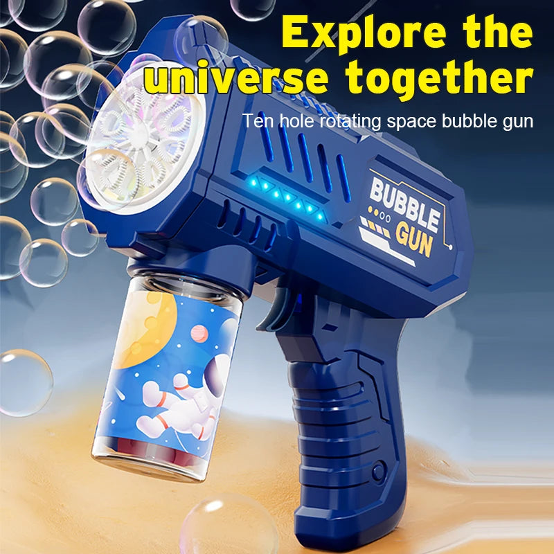 10 hole Handheld light bubble machine fully automatic electric bubble gun children's toys without battery and bubble water