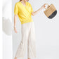 Women Ankle-Length Wide Leg Pants Casual Summer Solid Elastic Waist Loose Ice Silk Pants Spring Summer Female Trousers
