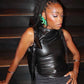 Women Y2K Vintage Pu Simple Basic Tank Top High Waist Skinny Shrunk Slash Cut Sleeveless Tops Versatile Noble Shirts