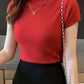 Women's Half-High Neck T-Shirt Fashion Jumper Casual Tops Korean Style Elegant Solid-Coloured Clothing Spring And Summer Season