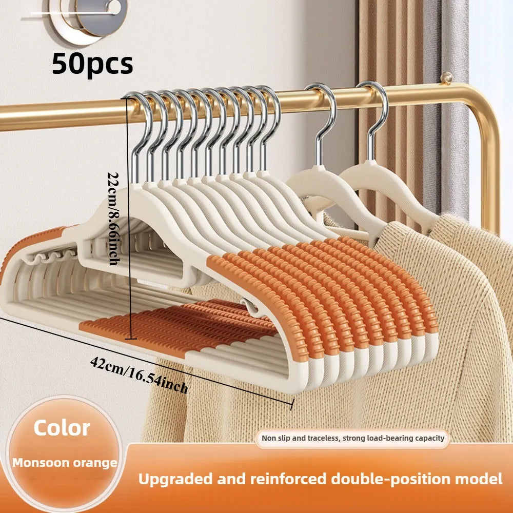 10pcs Home seamless wide shoulder clothes hanger, anti slip and anti bulging bag, thickened for both dry and wet use