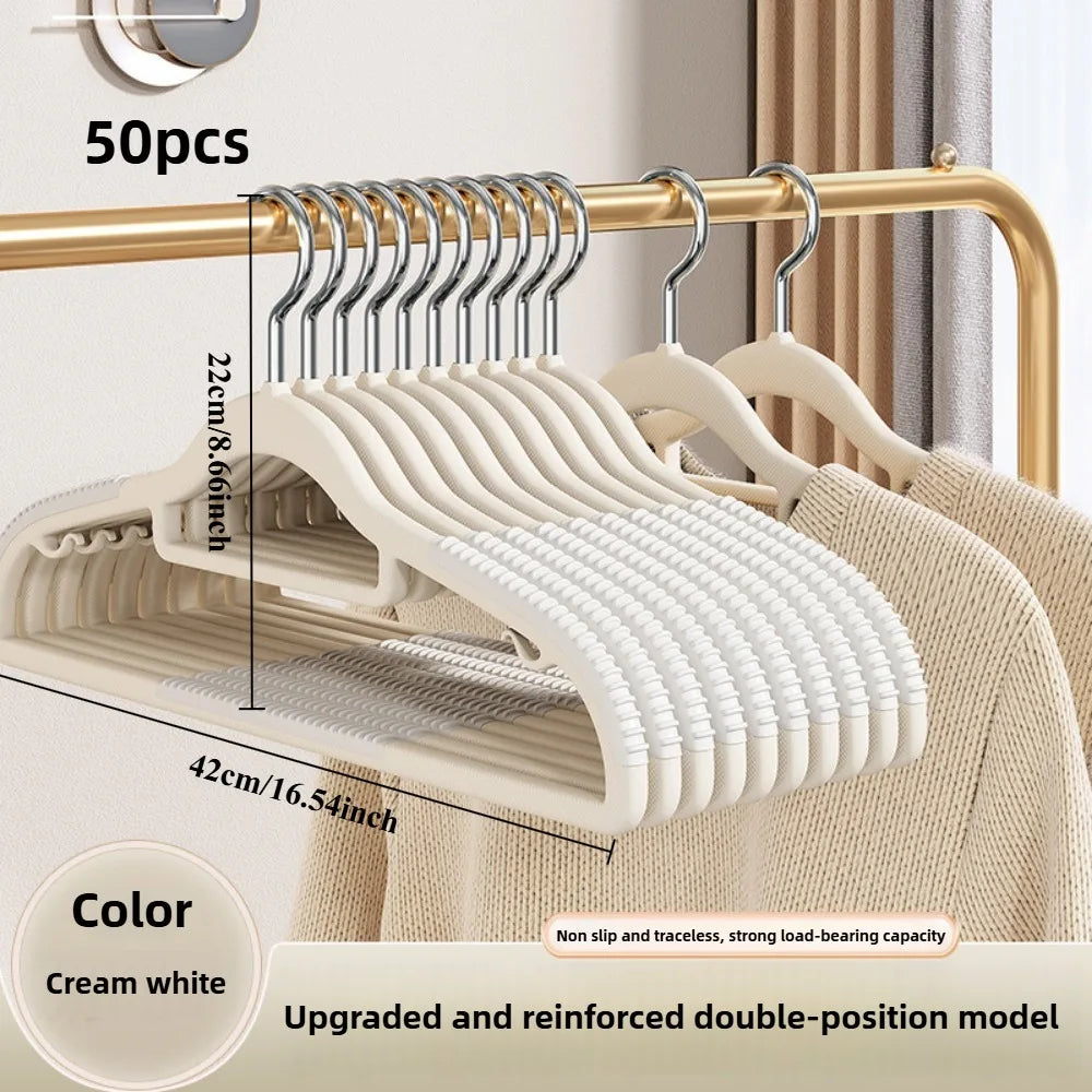 10pcs Home seamless wide shoulder clothes hanger, anti slip and anti bulging bag, thickened for both dry and wet use