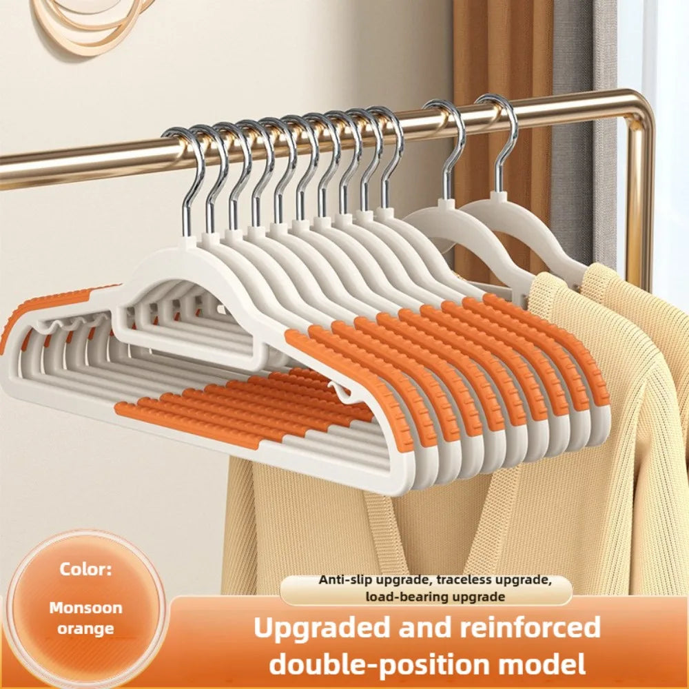 10pcs Home seamless wide shoulder clothes hanger, anti slip and anti bulging bag, thickened for both dry and wet use