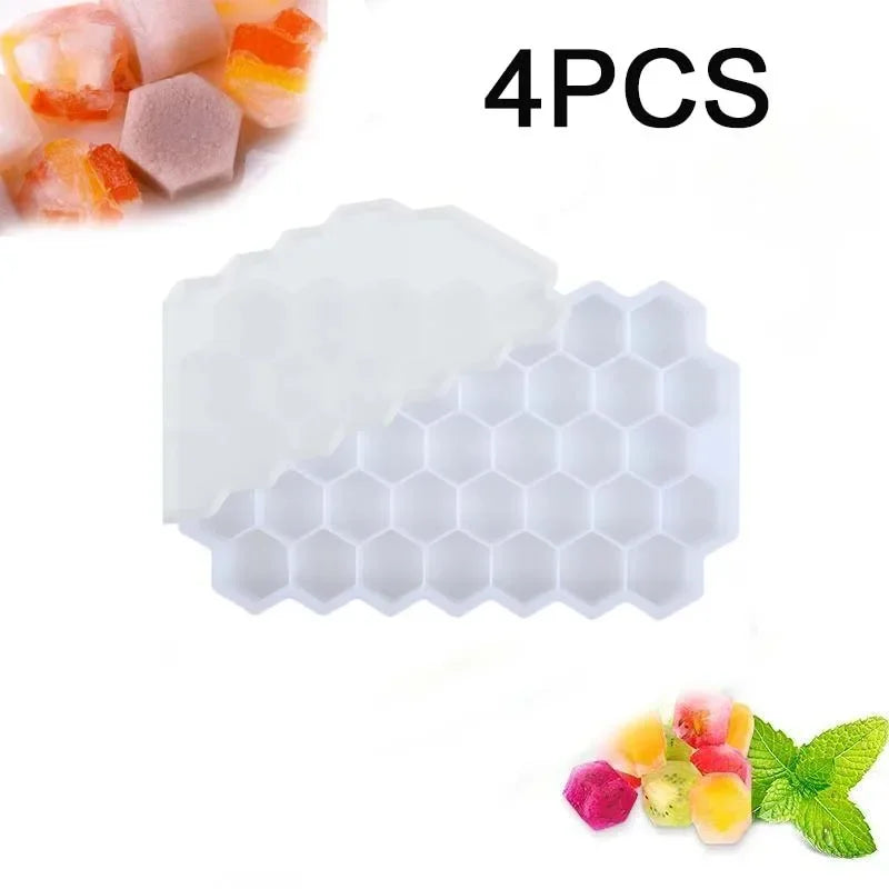 148 Cavity Honeycomb Ice Cube Trays Reusable Silicone Ice Cube Mold BPA Free Ice Maker with Removable Lids Ice Cube Maker